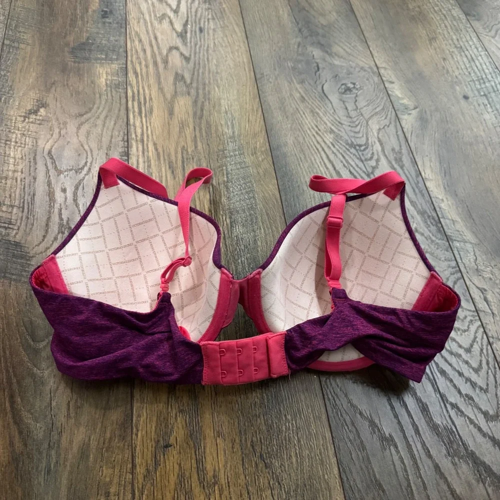 Victorias Secret Uplift Semi Demi Bra Purple Pink Straps 36C Comfort Underwire